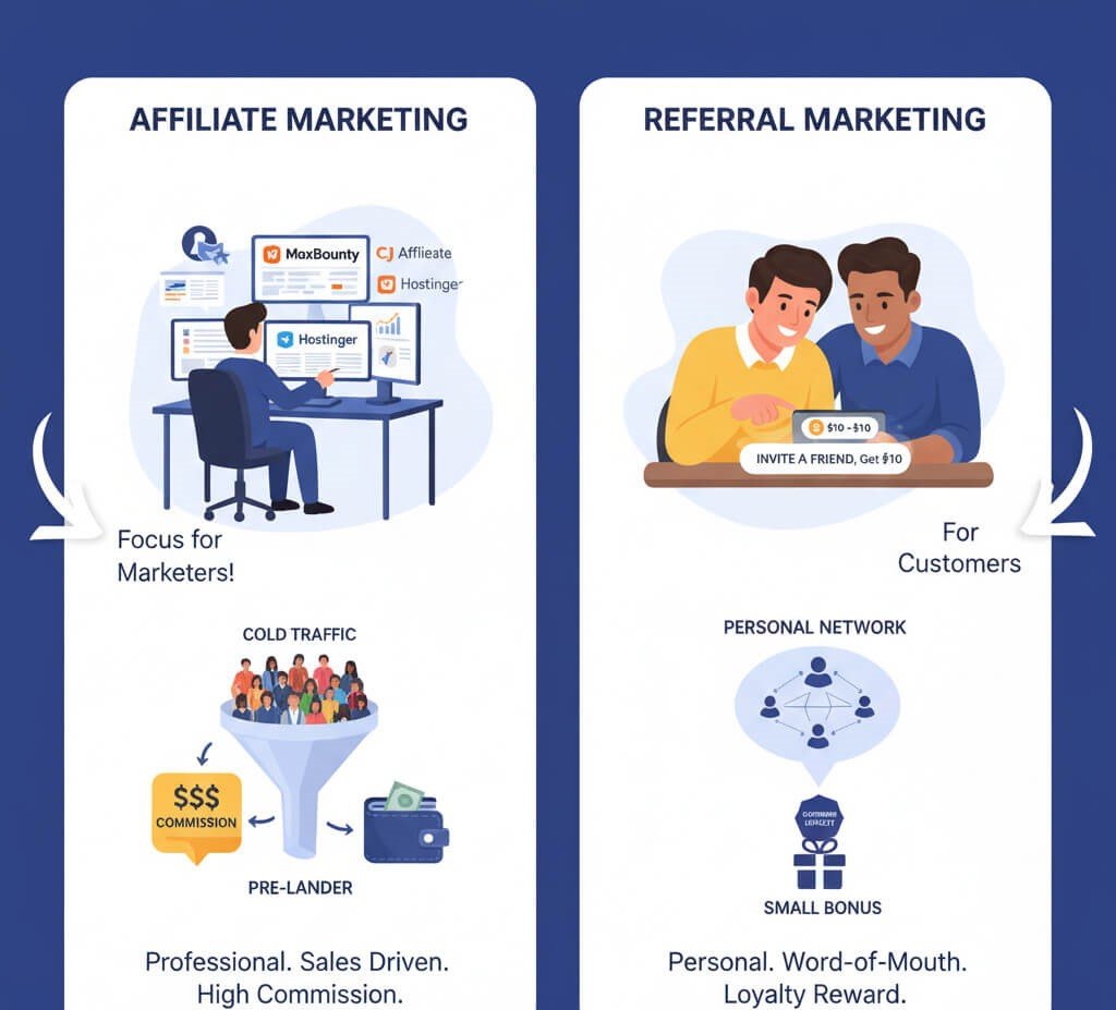 distinction between affiliate and referral marketing